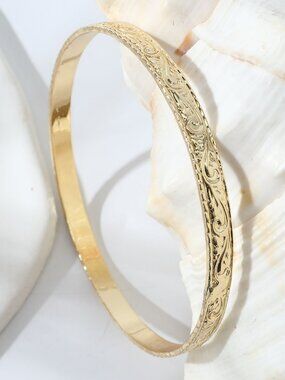 6mm Gold Hawaiian Heritage Bangle Bracelet